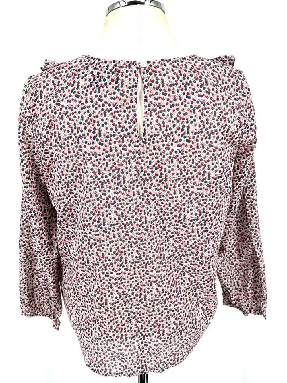 J. Crew Top Shirt Sz 6 Cotton Floral Ruffles Long Sleeve Blouse - Picture 5 of 8